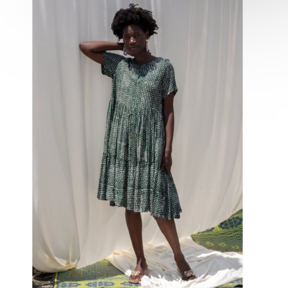 Osei-Duro Layer Dress in Bullfrog by Moonlight, Size XS